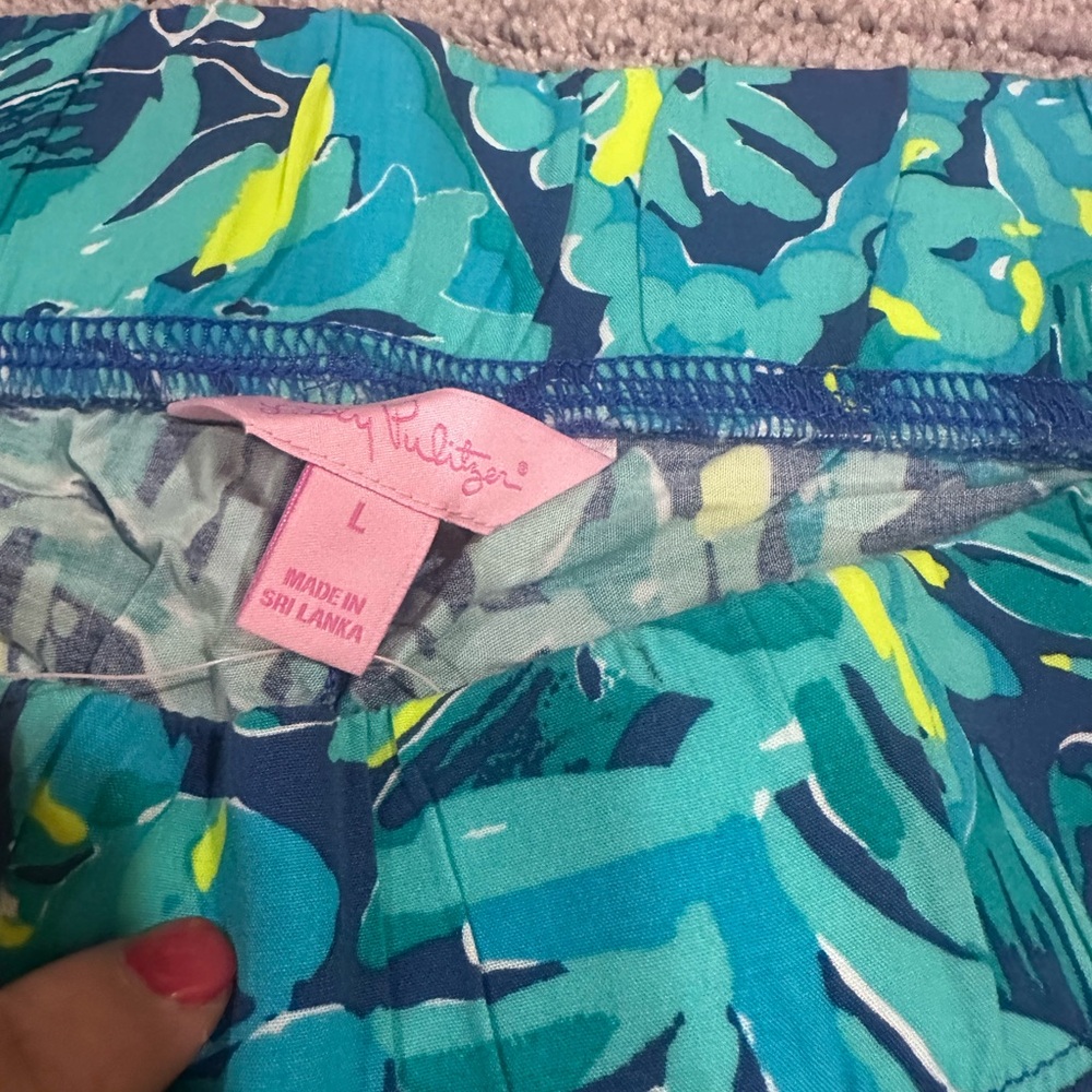 Lilly Pulitzer Vibrant Blue and Pink Patterned Pants - Picture 2 of 3